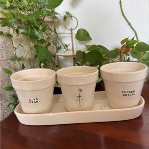 VHTF Rae Dunn Farmhouse Planters Flower Child Live Wild